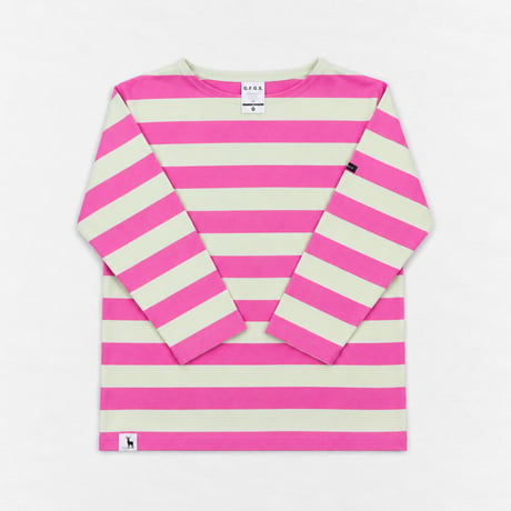 JINA CLASSICA G.F.G.S 別注ボーダーTシャツ Boat-neck/regular weight (グリーンアップル×ピンク)