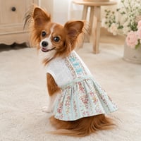 小花柄リボンのお上品ワンピース　ブルー
