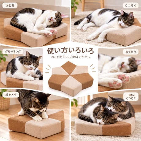 ガリボロスター　にゃんこ爪とぎクッション　ベージュ
