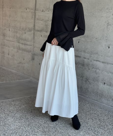 チュールフレアスリーブ プルオーバー（BLACK）