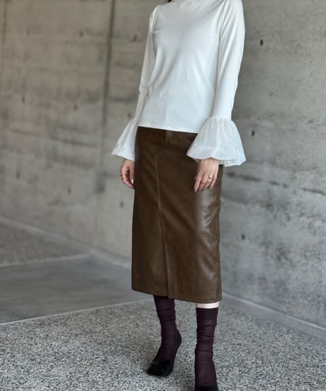 チュールフレアスリーブ プルオーバー（WHITE）