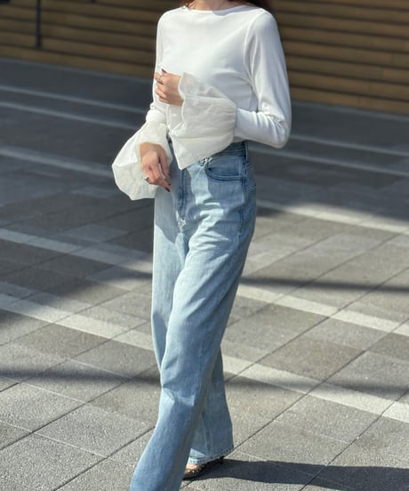 チュールフレアスリーブ プルオーバー（WHITE）