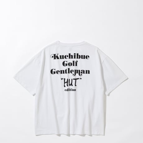 ”HUT“ Tシャツ by Kuchibue Golf Gentleman ホワイト×ブラック