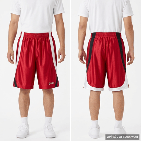 asics バスケットボールパンツ バスパン レッド 光沢