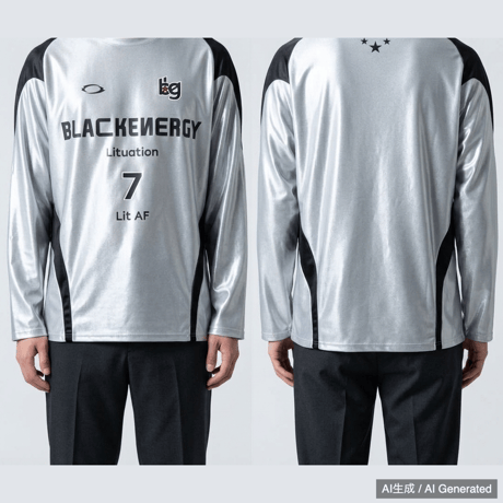 BLACKENERGY ナンバリング 長袖Tシャツ 韓流 光沢