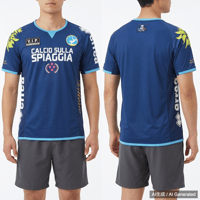 errea サッカー CALCIO SULLA SPIAGGIA シャツ ネイビ