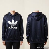 adidas 紺 パーカー レディース フーディー Mサイズ 光沢サテン