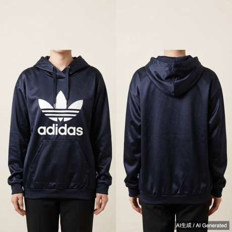 adidas 紺 パーカー レディース フーディー Mサイズ 光沢サテン