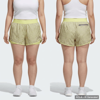 adidas レディース イエロー系花柄ランニングパンツ リバーシブル S
