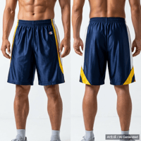 Champion バスケットボールパンツ バスパン M ネイビー/イエロー 光沢