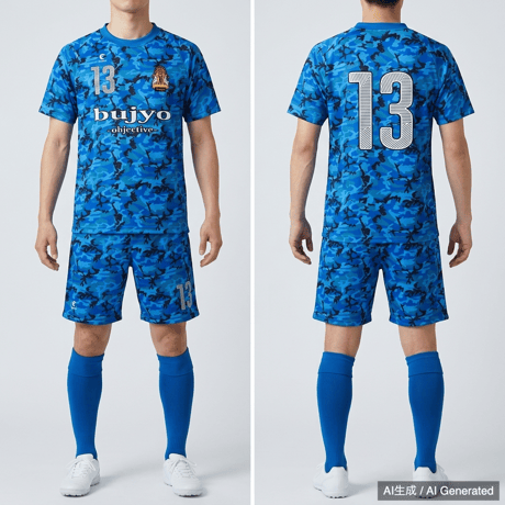 Tripletta サッカーユニフォーム 上下セット ブルー 迷彩 13番