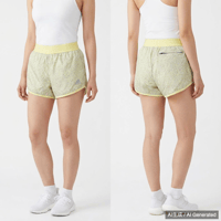 adidas レディース イエロー系花柄ランニングパンツ リバーシブル S