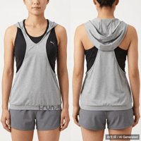 レディース Puma フード付きタンクトップ グレー/ブラック レディース L