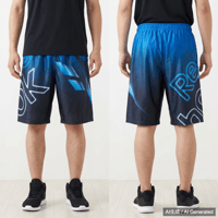 Reebok バスケットボールパンツ 黒/青 光沢