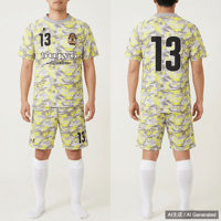 Tripletta サッカーユニフォーム 上下セット イエロー迷彩 13番