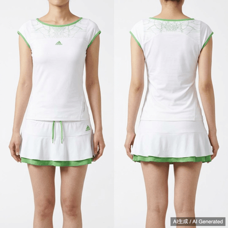 adidas テニスウェア 上下セット ホワイト グリーン レディースM