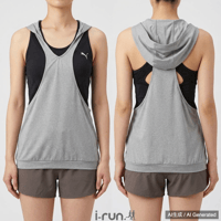 レディース Puma フード付きタンクトップ グレー/ブラック レディース L