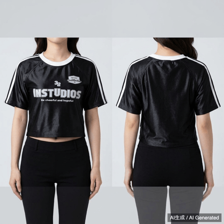 INS STUDIOS ブラック Tシャツ レディースSサイズ チビT