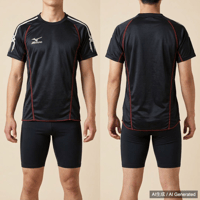 MIZUNO スポーツシャツ ブラック レッド Sサイズ
