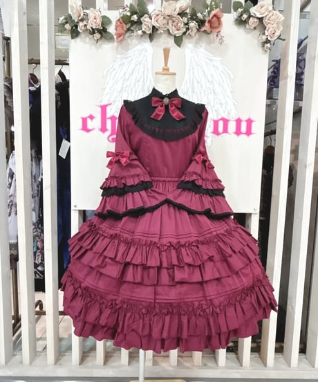 Pina sweetcollection／ドール姫袖ワンピース （ワイン×BK）