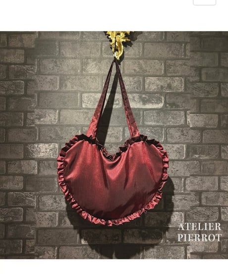 ATELIER-PIERROT／Lace up Ribbon Heart Bag （ ボルドー）