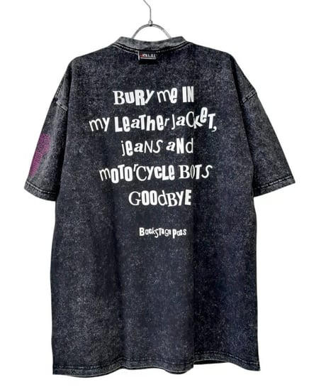 BACKSTAGEPASS/バックステージパス AGS1211 黒野京×BACKSTAGE PASS コラボ TOO TOO ピグメント加工 オーバーサイズ Tシャツ（D.GRAY）