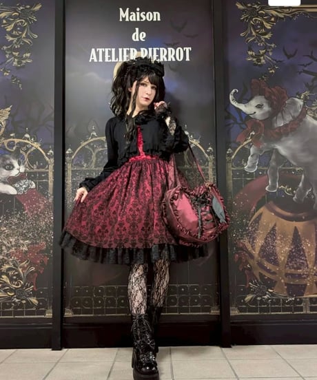 ATELIER-PIERROT／Lace up Ribbon Heart Bag （ ボルドー）