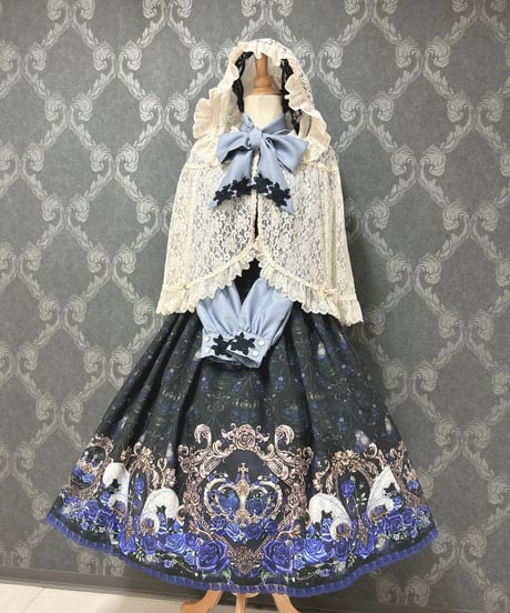 Enchantlic Enchantilly／薔薇姫の王冠スカート（黒×青薔薇）青レース