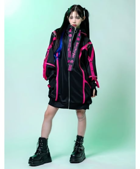 BACKSTAGEPASS/バックステージパス NGS5502 PARACHUTE-PARKAビッグシルエット ジップアップ パーカー(PINK)