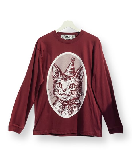 SANATORIUM/サナトリウム　SR389　アナーキキャットロングTシャツ(ワイン)