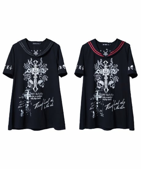 SEXPOT ReVeNGe/セックスポットリベンジ sa681404  RELIC TWIN SKULL BLACK PUNKISH セーラー カットソー