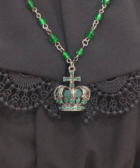 Sheglit/シェグリット／"Noble"クラウンネックレス（シルバー）グリーン