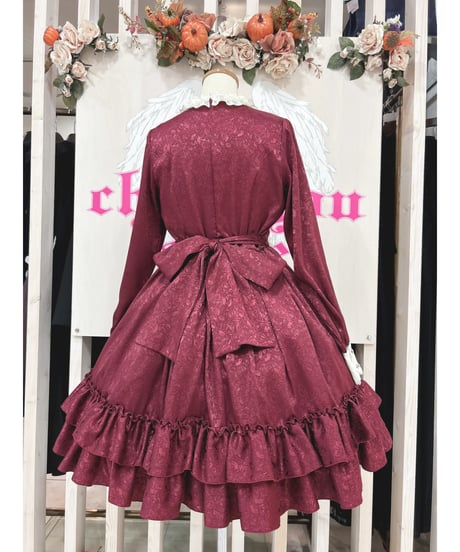 Pina sweetcollection／ローズジャガードワンピース（ワイン）