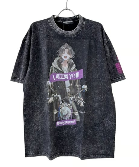 BACKSTAGEPASS/バックステージパス AGS1211 黒野京×BACKSTAGE PASS コラボ TOO TOO ピグメント加工 オーバーサイズ Tシャツ（D.GRAY）