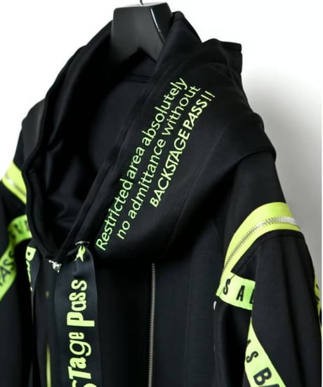 BACKSTAGEPASS/バックステージパス NGS5502 PARACHUTE-PARKAビッグシルエット ジップアップ パーカー(LIME)
