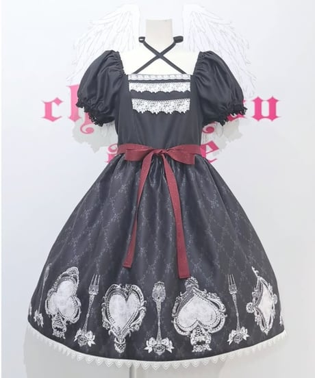Enchantlic Enchantilly／トランプティータイムワンピース(黒)Lサイズ