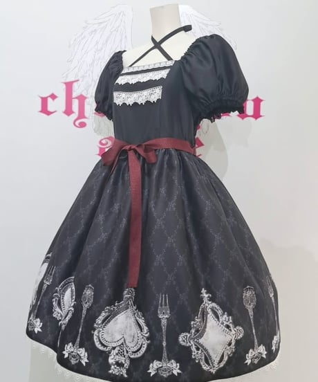 Enchantlic Enchantilly／トランプティータイムワンピース(黒)Lサイズ