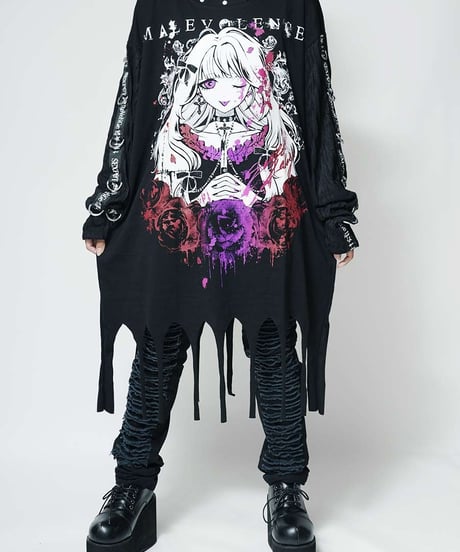 SEXPOT ReVeNGe Design Sleeve Gothic Punk Washer Cutsew 覚醒プリンセス