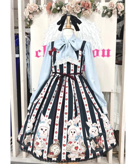 Enchantlic Enchantilly／不思議の国のQueenCat JSK（黒白ストライプ）
