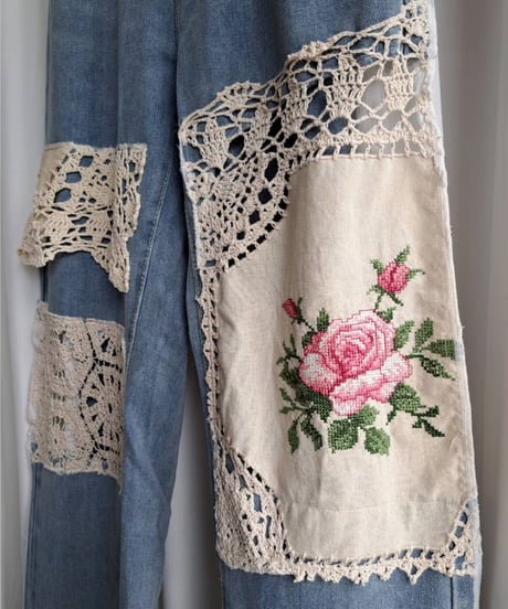 mother's made/マザーズメイド 606501 バラ刺繍デニムパンツ（長）＊