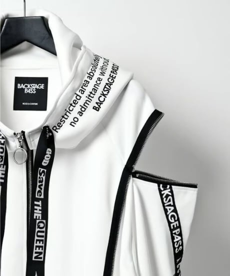 BACKSTAGEPASS/バックステージパス NGS5502 PARACHUTE-PARKAビッグシルエット ジップアップ パーカー(WHITE)