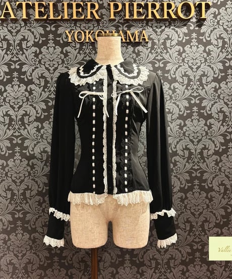 Vallee lys/ヴァレリス／Dreams Ladder Lace Long Sleeved Blouse （ブラック×ホワイト）