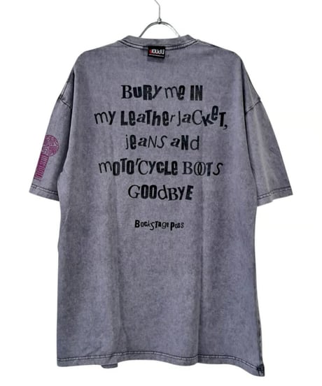 BACKSTAGEPASS/バックステージパス AGS1211 黒野京×BACKSTAGE PASS コラボ TOO TOO ピグメント加工 オーバーサイズ Tシャツ（L.GRAY）
