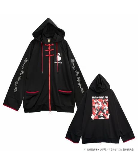 LISTEN FLAVOR/リッスンフレーバー  RNM-0024 らんま1/2 チャイナジャージパーカー【BLACK】