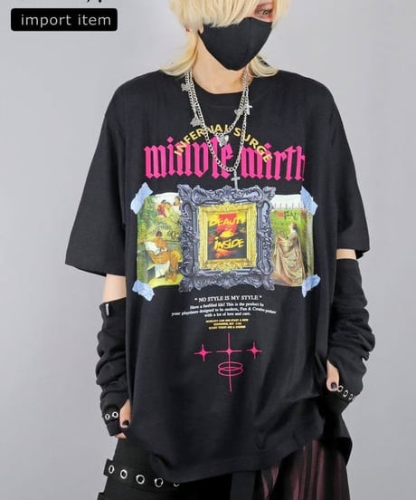 Deorart/ディオラート  IPT015 オーバーサイズTシャツ [Gothic Art Collage ](L/LLサイズ)