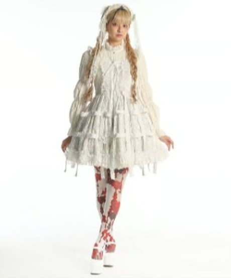 h.NAOTO/エイチ・ナオト　White Rose Bird Cage Dress (White)【M/Lサイズ】