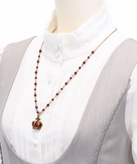 Sheglit/シェグリット／"Noble"クラウンネックレス（ゴールド）レッド