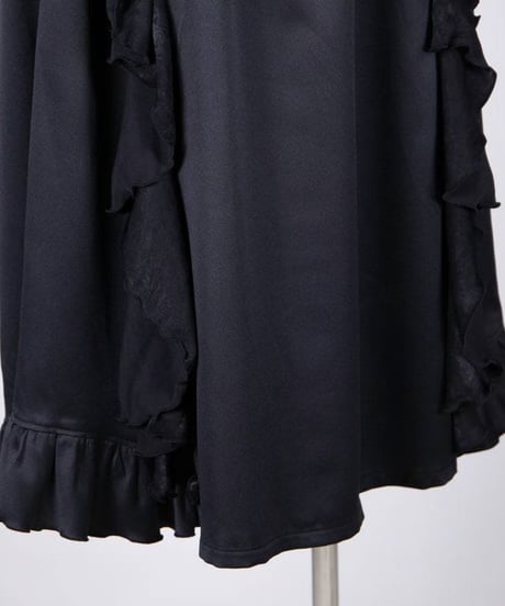 h.NAOTO/エイチ・ナオト　Gothic Ruffle Wrap-Style Flared Maxi Skirt