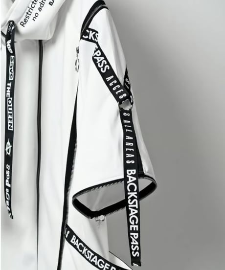 BACKSTAGEPASS/バックステージパス NGS5502 PARACHUTE-PARKAビッグシルエット ジップアップ パーカー(WHITE)