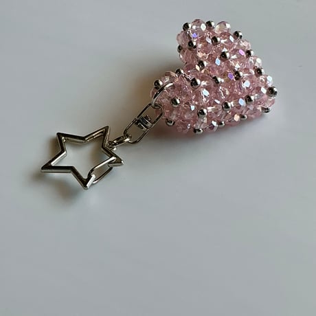 ハートビーズチャーム（pink）small